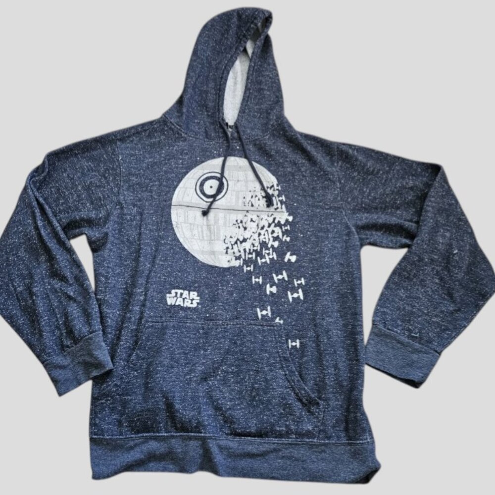 * STAR WARS Blue Hooded DEATH STAR Pullover Mens MEDIUM - Picture 3 of 5